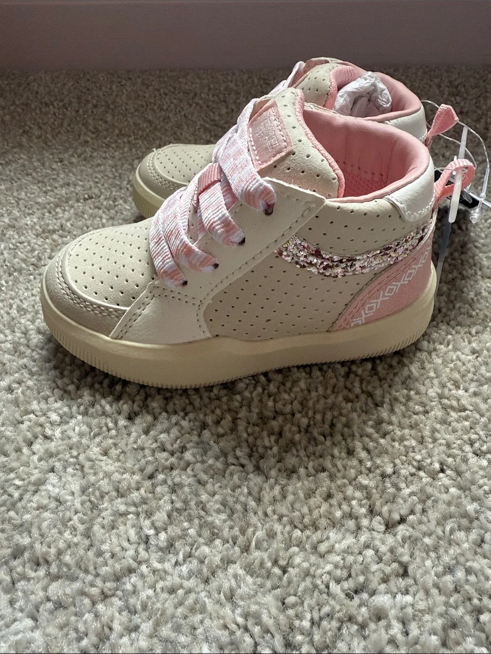 NEW Toddler Pink and Cream High-Top Sneakers